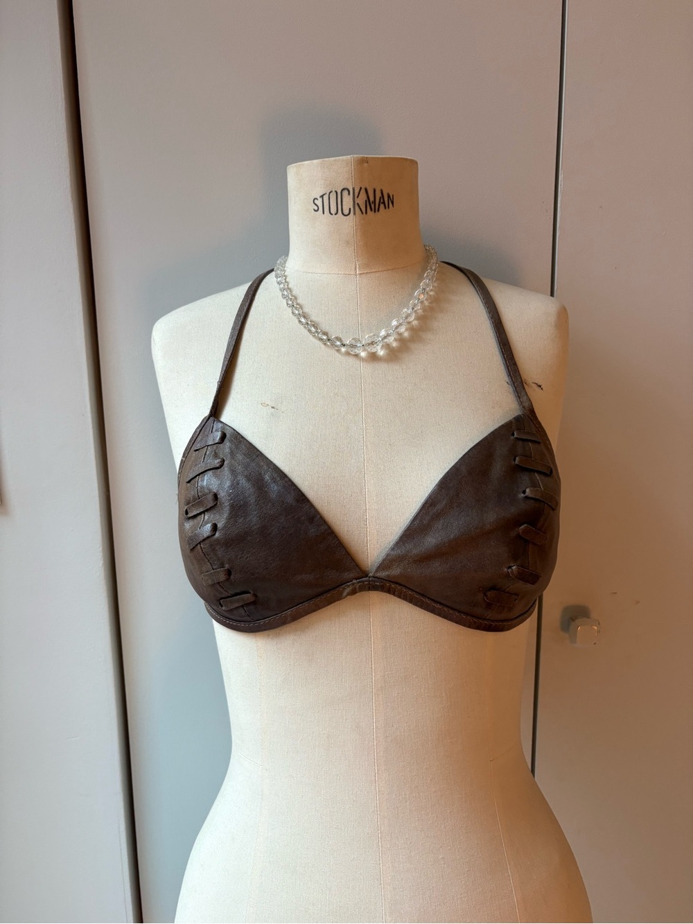 Brown Leather Halter Bralette vintage